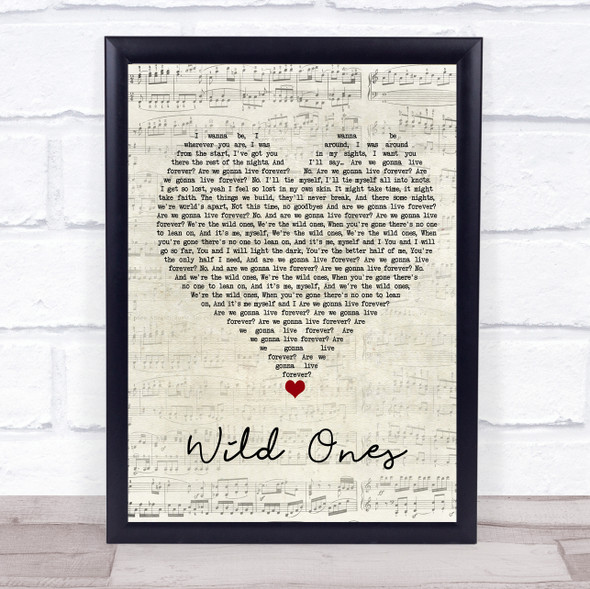 You Me At Six Wild Ones Script Heart Song Lyric Quote Music Print