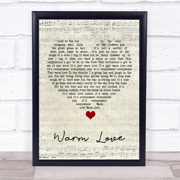 Van Morrison Warm Love Script Heart Song Lyric Quote Music Print