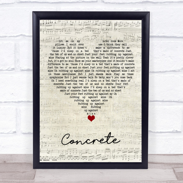 Tom Odell Concrete Script Heart Song Lyric Quote Music Print