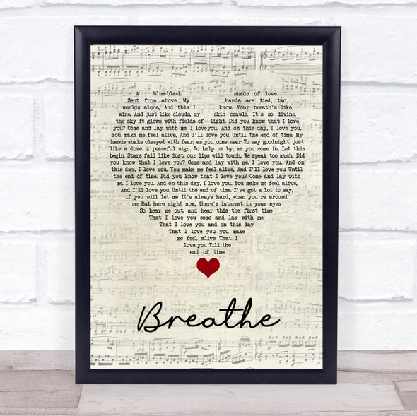 Angels & Airwaves Breathe Script Heart Song Lyric Quote Music Print