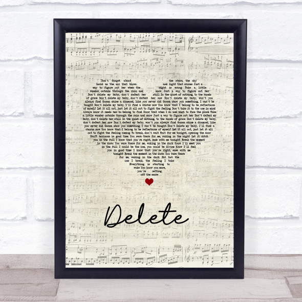 DMA'S Delete Script Heart Song Lyric Quote Music Print
