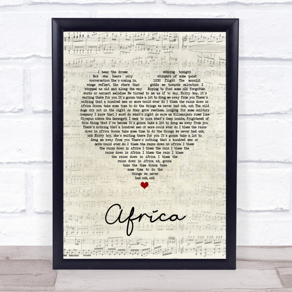 Toto Africa Script Heart Song Lyric Quote Music Print