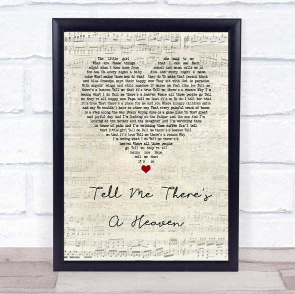 Chris Rea Tell Me There's A Heaven Script Heart Song Lyric Wall Art Print