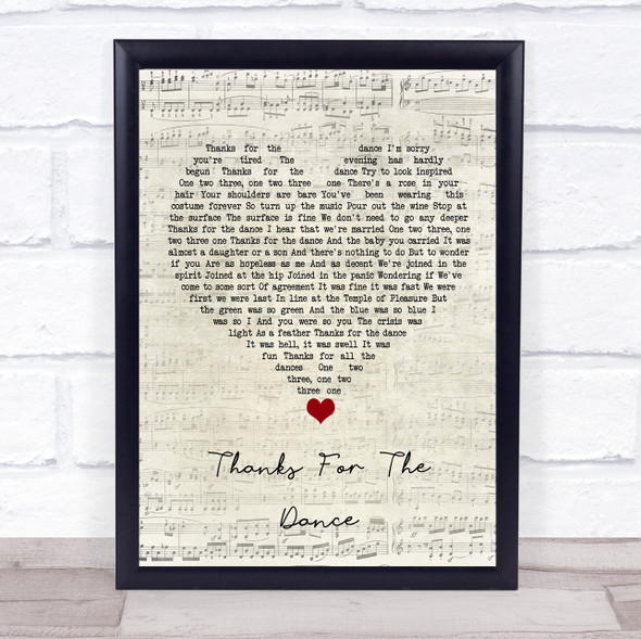 Leonard Cohen Thanks For The Dance Script Heart Song Lyric Wall Art Print