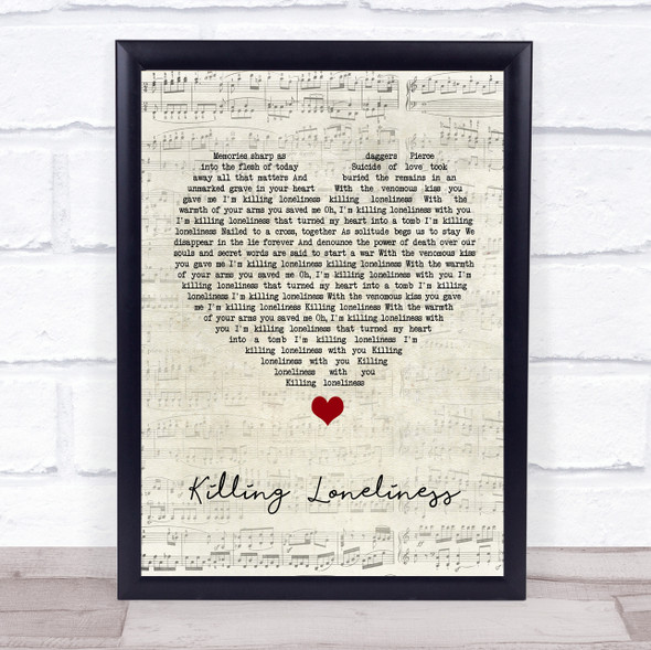 HIM Killing Loneliness Script Heart Song Lyric Wall Art Print