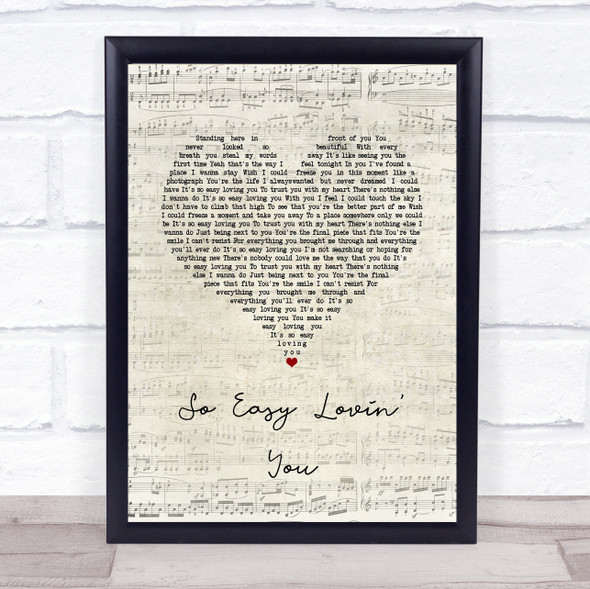 Ronan Keating So Easy Lovin' You Script Heart Song Lyric Wall Art Print