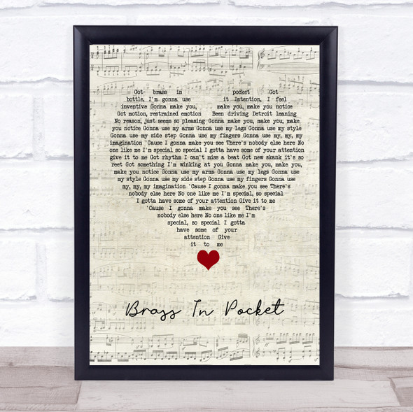 The Pretenders Brass In Pocket Script Heart Song Lyric Wall Art Print
