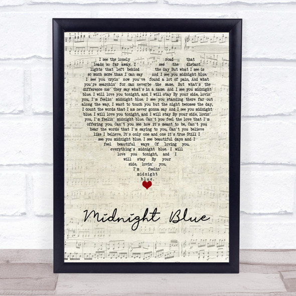 Electric Light Orchestra Midnight Blue Script Heart Song Lyric Wall Art Print