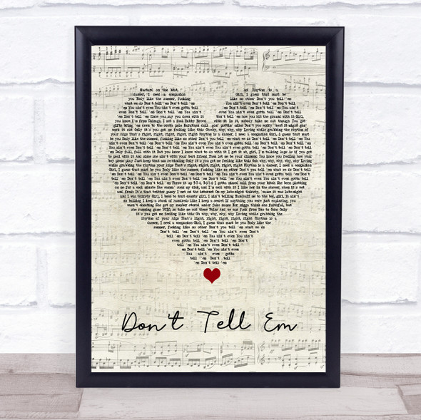 Jeremih Don't Tell Em Script Heart Song Lyric Wall Art Print