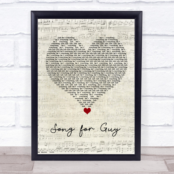 Elton John Song for Guy Script Heart Song Lyric Wall Art Print
