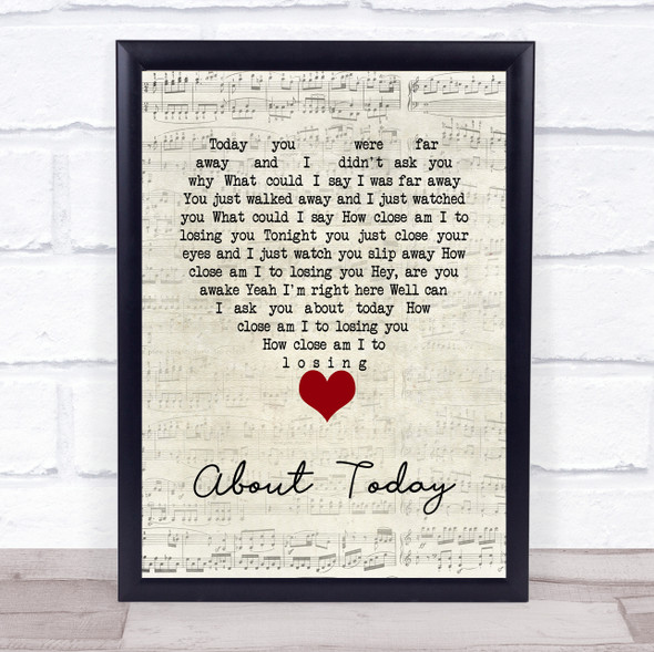 The National About Today Script Heart Song Lyric Wall Art Print