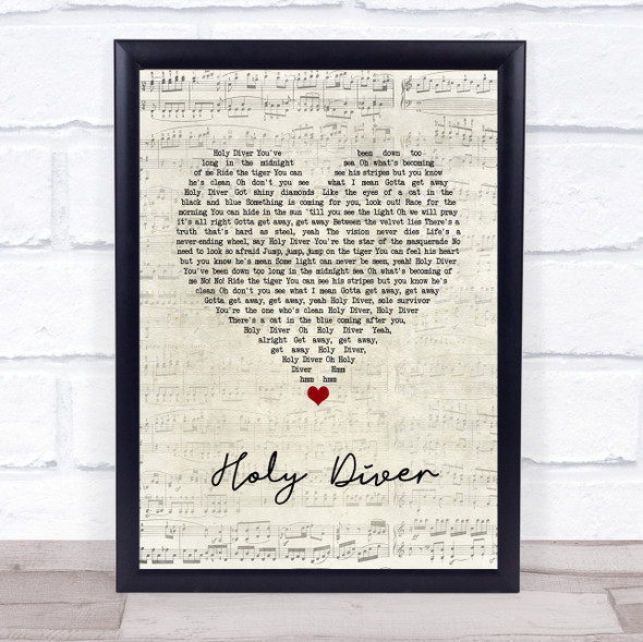 Dio Holy Diver Script Heart Song Lyric Wall Art Print