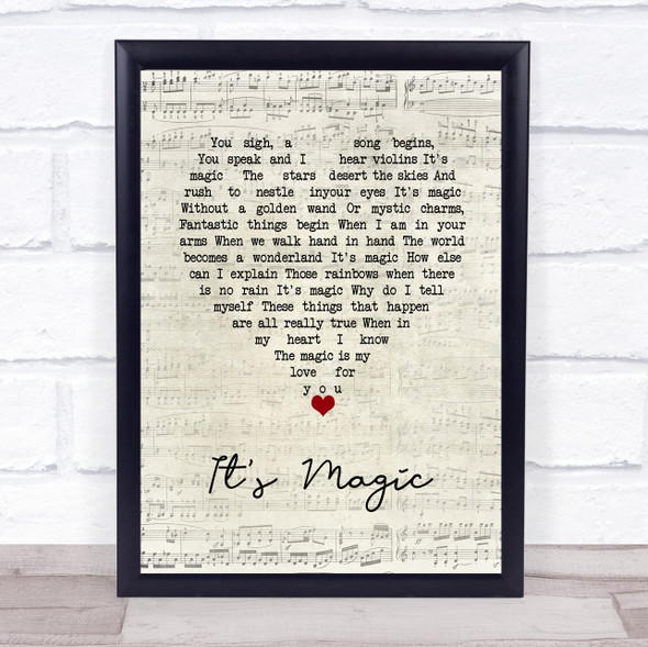 Doris Day It's Magic Script Heart Song Lyric Wall Art Print