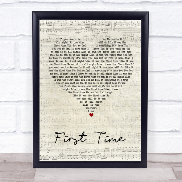 M-22 First Time Script Heart Song Lyric Wall Art Print