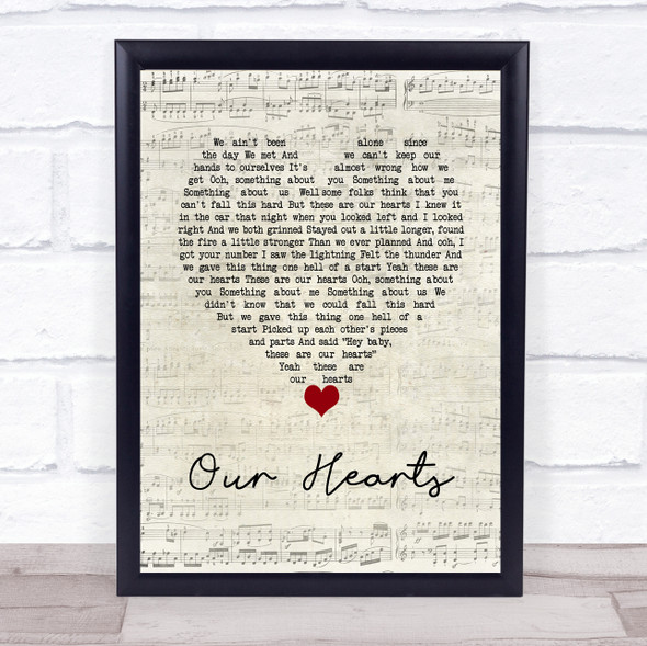 Randy Houser Our Hearts Script Heart Song Lyric Wall Art Print