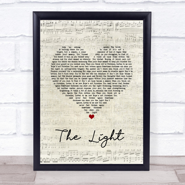 Disturbed The Light Script Heart Song Lyric Wall Art Print