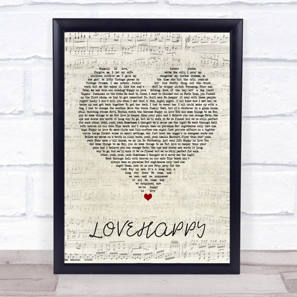 The Carters LOVEHAPPY Script Heart Song Lyric Wall Art Print