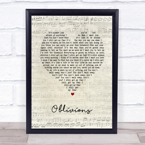 The National Oblivions Script Heart Song Lyric Wall Art Print