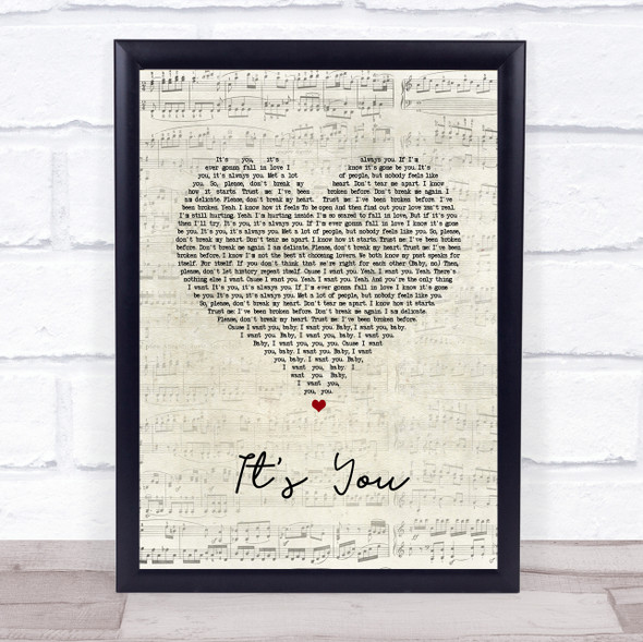 Ali Gatie It's You Script Heart Song Lyric Wall Art Print