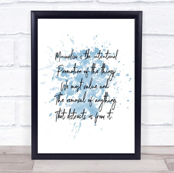 Minimalism Inspirational Quote Print Blue Watercolour Poster