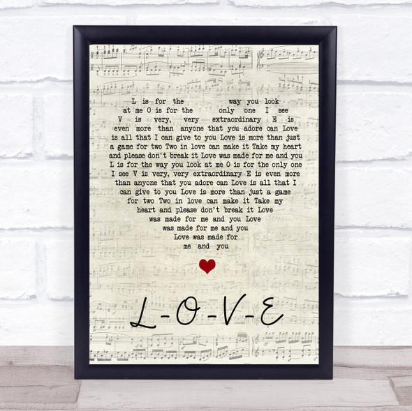 Frank Sinatra L-O-V-E Script Heart Song Lyric Wall Art Print