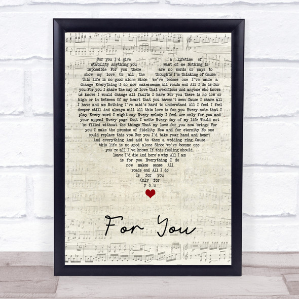 Kenny Lattimore For You Script Heart Song Lyric Wall Art Print