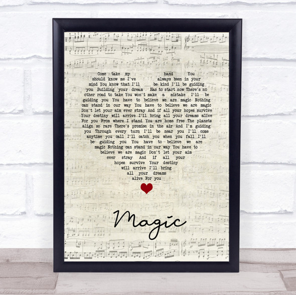 Olivia Newton-John Magic Script Heart Song Lyric Wall Art Print