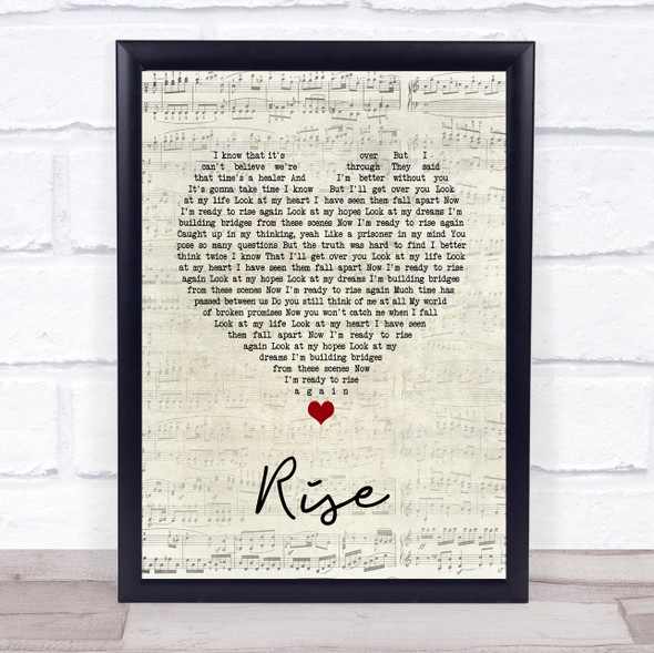 Gabrielle Rise Script Heart Song Lyric Wall Art Print