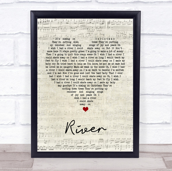 Joni Mitchell River Script Heart Song Lyric Print