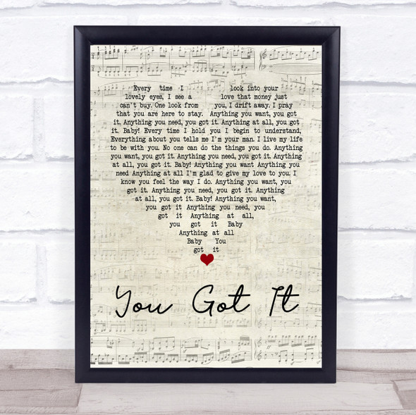 Roy Orbison You Got It Script Heart Quote Song Lyric Print