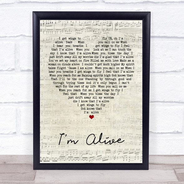 Celine Dion I'm Alive Script Heart Song Lyric Quote Print