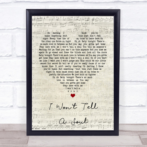 Charlie Puth I Won't Tell A Soul Script Heart Song Lyric Quote Print