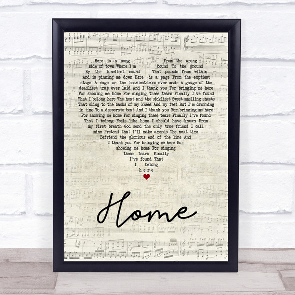 Depeche Mode Home Script Heart Song Lyric Quote Print