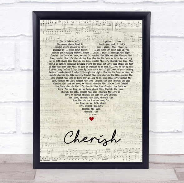 Kool & The Gang Cherish Script Heart Song Lyric Quote Print