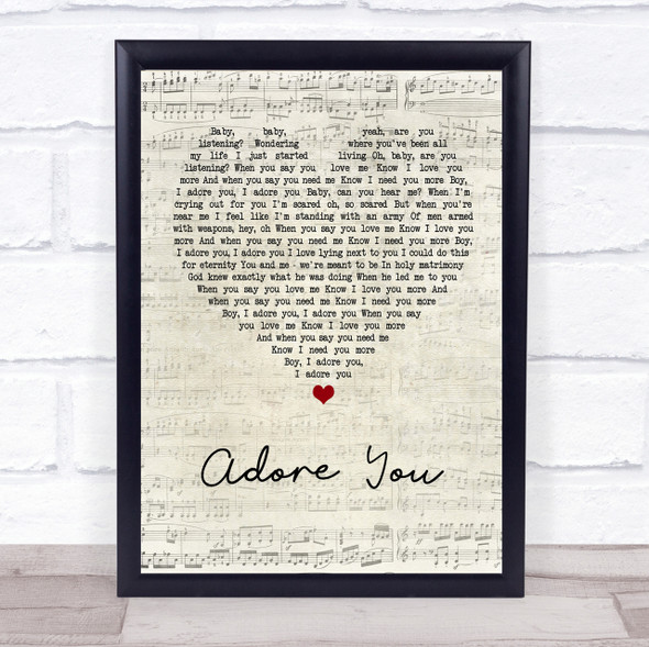 Miley Cyrus Adore You Script Heart Song Lyric Quote Print