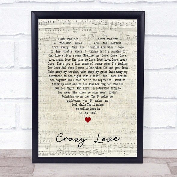 Crazy Love Van Morrison Script Heart Song Lyric Quote Print