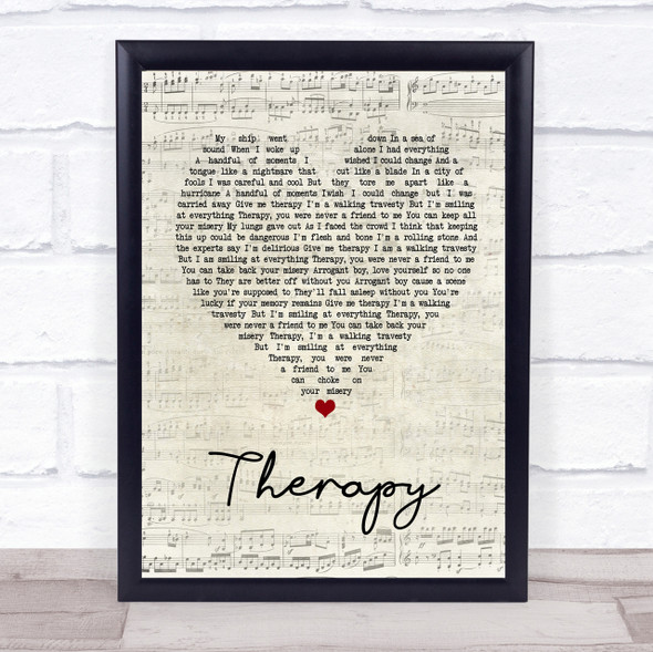 All Time Low Therapy Script Heart Song Lyric Quote Print