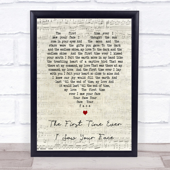The First Time Ever I Saw Your Face Roberta Flack Script Heart Song Lyric Print