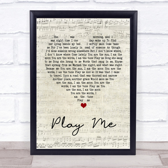 Neil Diamond Play Me Script Heart Song Lyric Quote Print