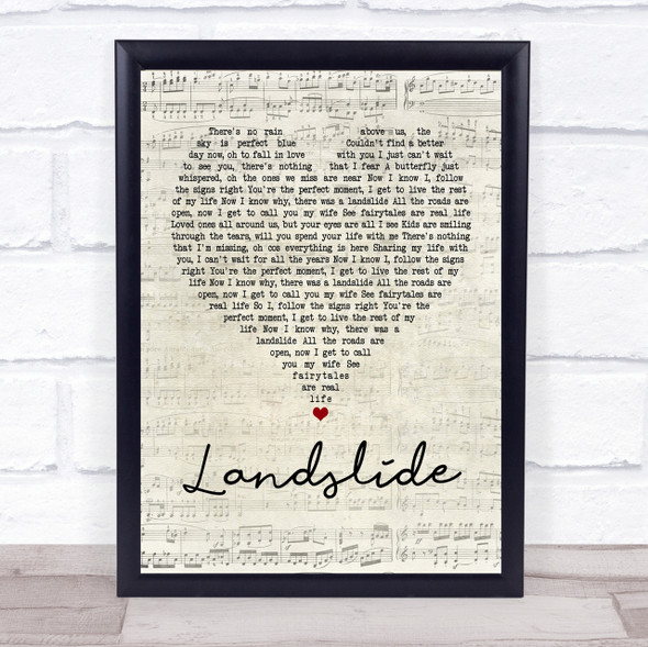 Ronan Keating Landslide Script Heart Song Lyric Quote Print