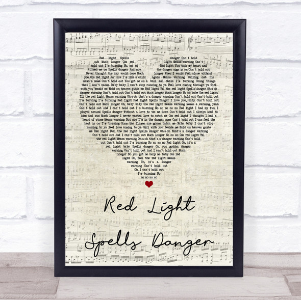 Billy Ocean Red Light Spells Danger Script Heart Quote Song Lyric Print