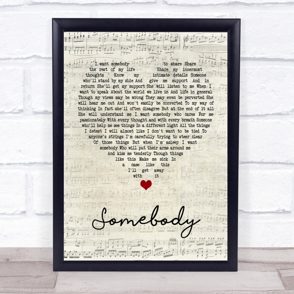 Depeche Mode Somebody Script Heart Quote Song Lyric Print