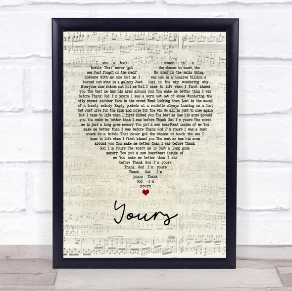 Russell Dickerson Yours Script Heart Quote Song Lyric Print