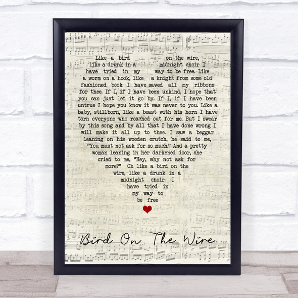 Bird On The Wire Leonard Cohen Script Heart Quote Song Lyric Print