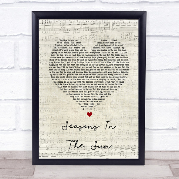 Westlife Seasons In The Sun Script Heart Song Lyric Quote Print