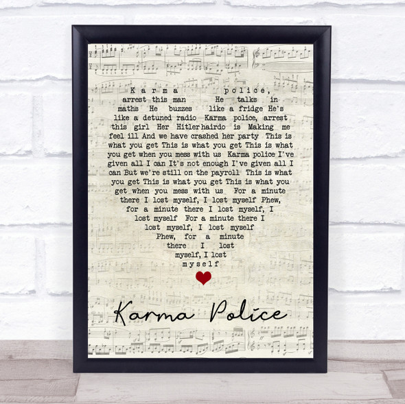 Karma Police Radiohead Script Heart Quote Song Lyric Print