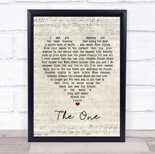 Elton John The One Script Heart Song Lyric Print