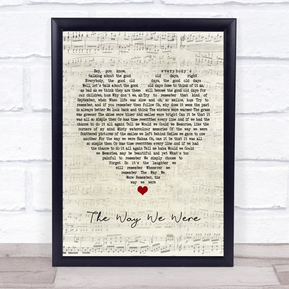 Gladys Knight The Way We Were -Try To Remember Script Heart Song Lyric Print