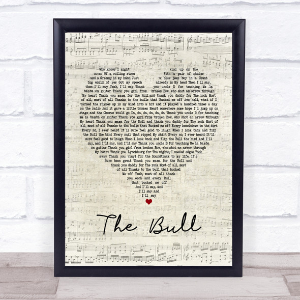 Kip Moore The Bull Script Heart Song Lyric Print