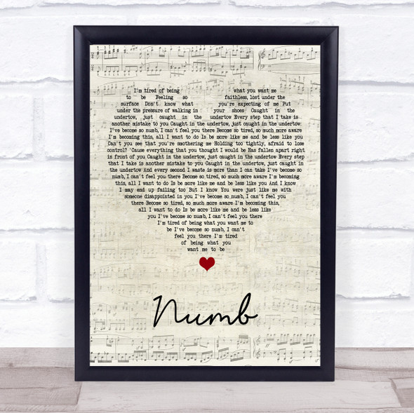 Linkin Park Numb Script Heart Song Lyric Print